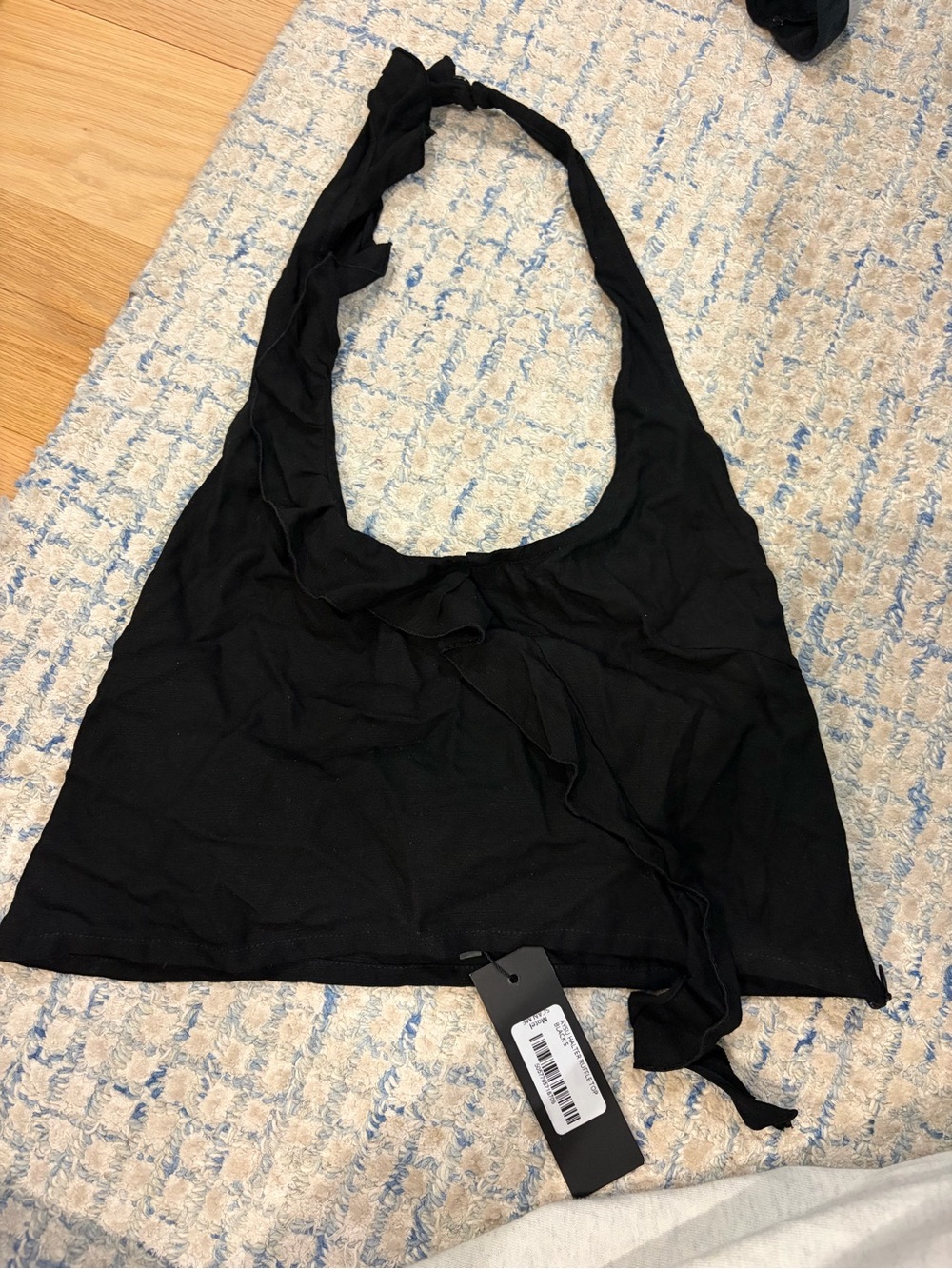 Motel Rocks Black Halter Ruffle Top
